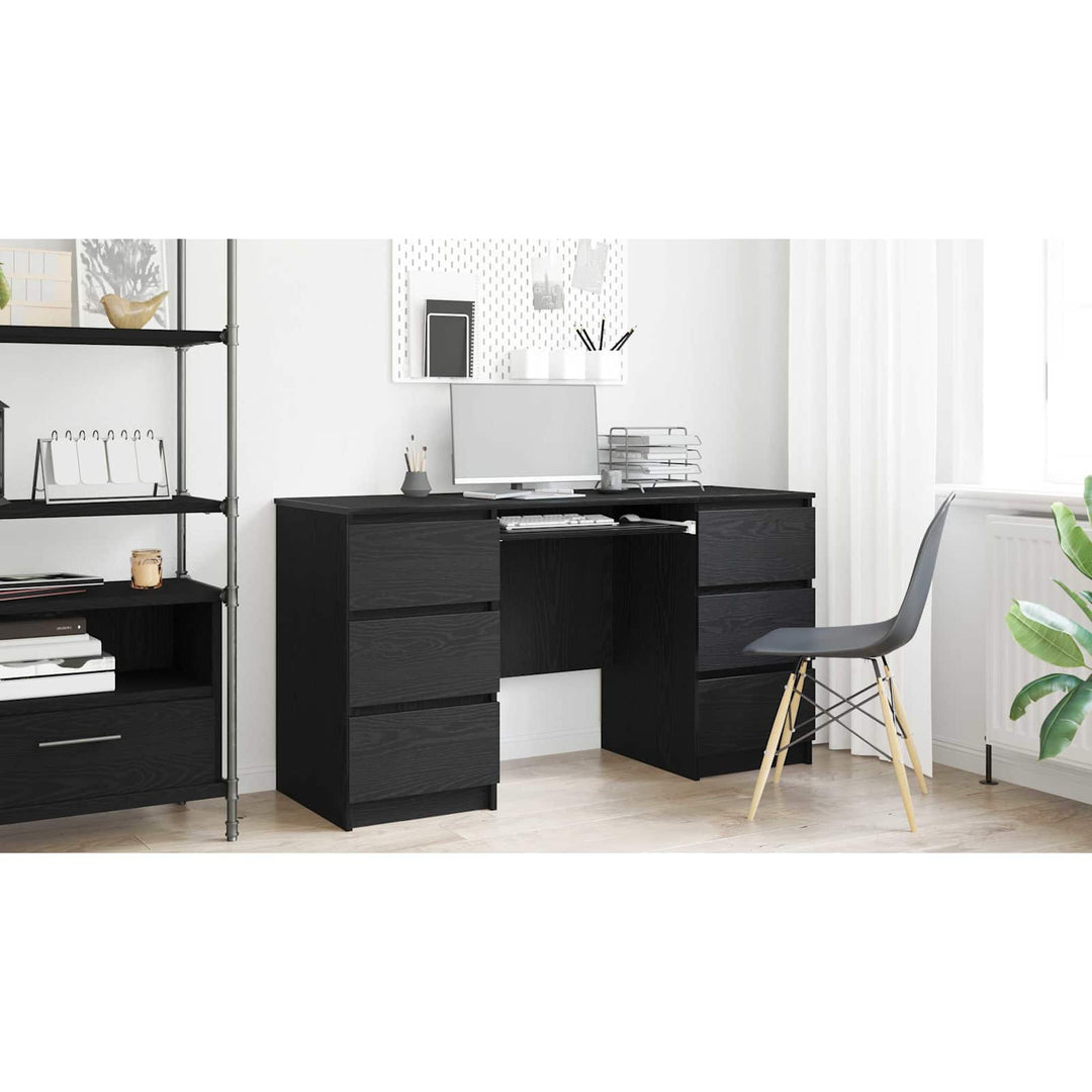 Bord med skuffe Sort eg 140 x 50 x 76 cm Konstrueret træ
