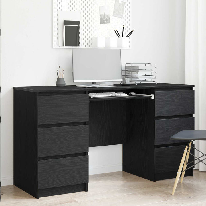 Bord med skuffe Sort eg 140 x 50 x 76 cm Konstrueret træ