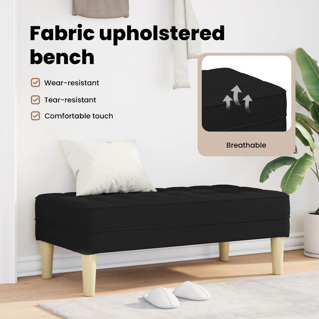 bænk med pude Sort 113 x 57 x 39 cm Stof