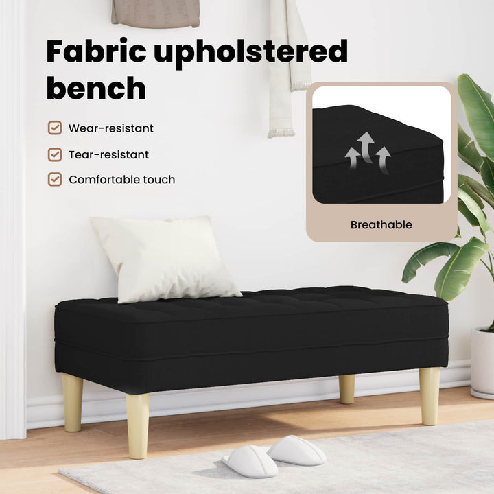 bænk med pude Sort 113 x 57 x 39 cm Stof