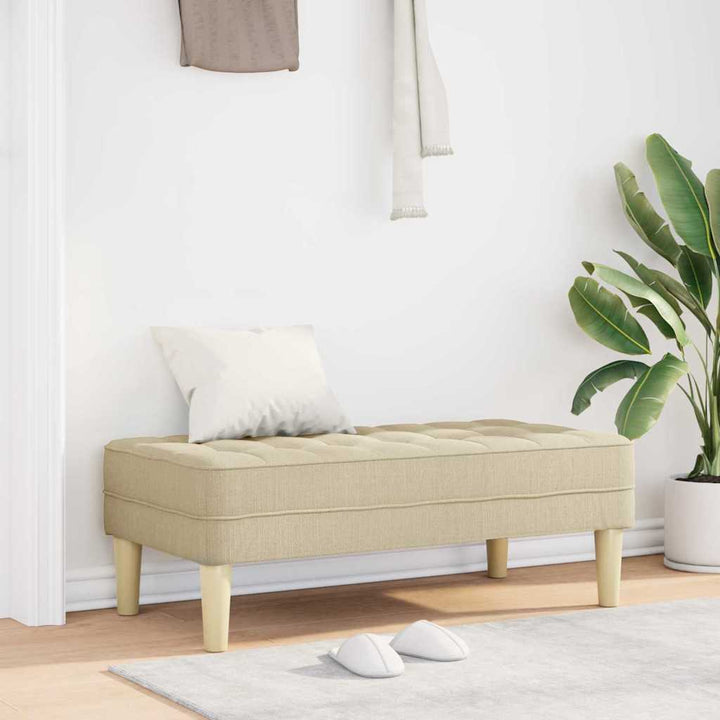 bænk med pude Creme 113 x 57 x 39 cm Stof