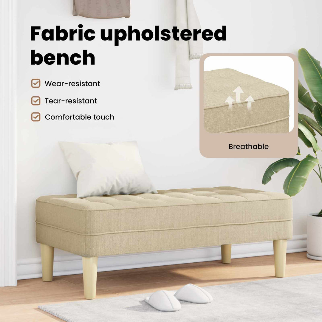 bænk med pude Creme 113 x 57 x 39 cm Stof
