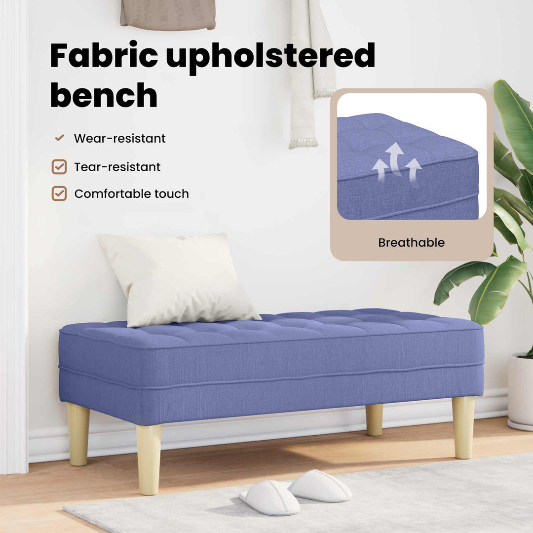 bænk med pude Jeans blå 113 x 57 x 39 cm Stof