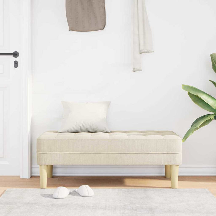 bænk med pude Linned 113 x 57 x 39 cm Stof