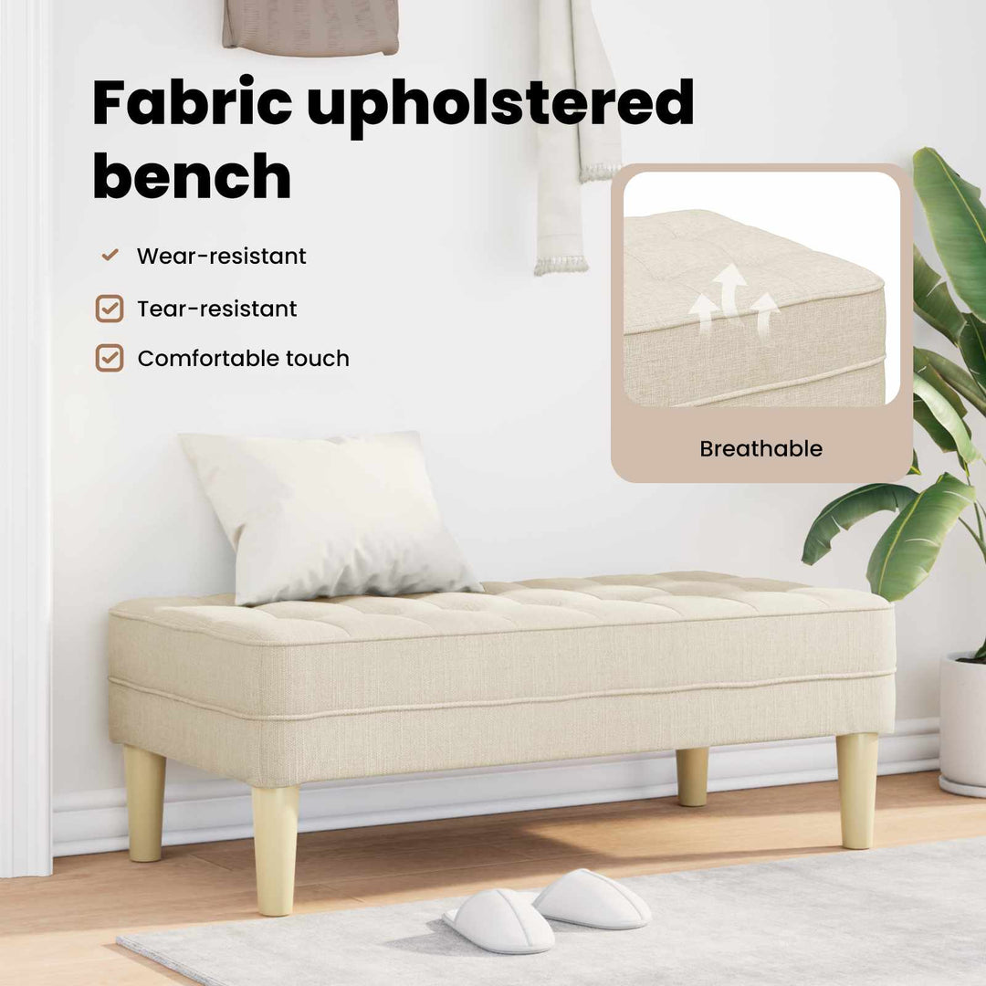 bænk med pude Linned 113 x 57 x 39 cm Stof
