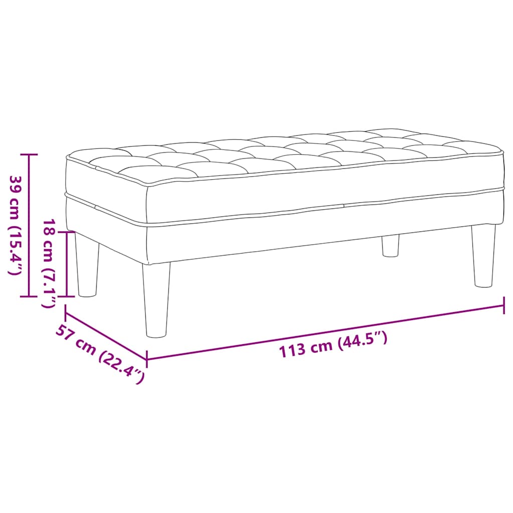 bænk med pude Linned 113 x 57 x 39 cm Stof