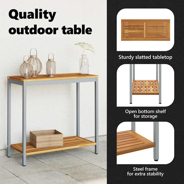 Udendørs Bord med opbevaring Naturlig og grå 80 x 35 x 75 cm