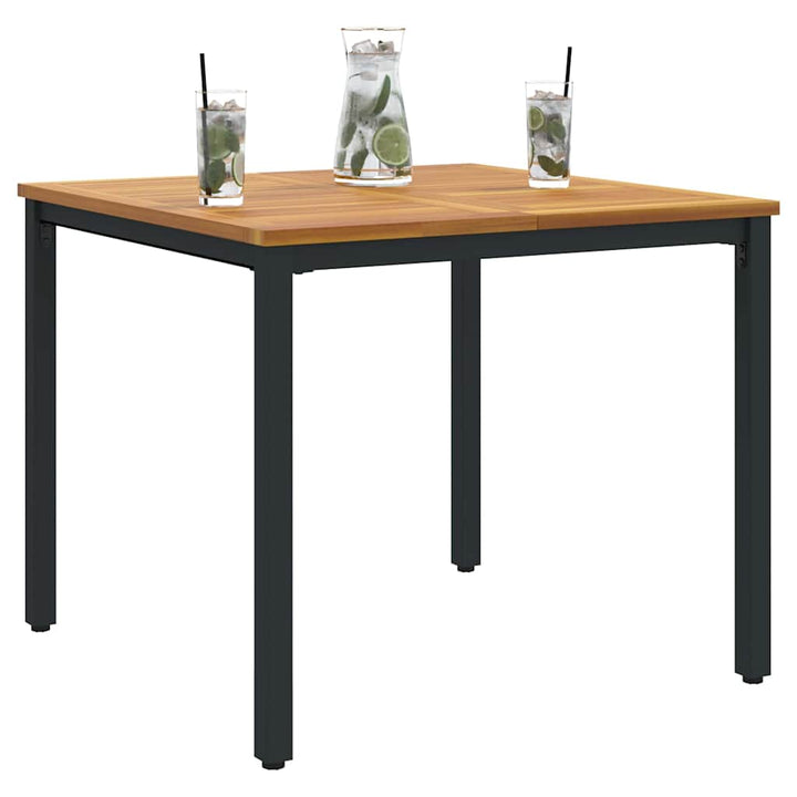 Udendørs Bord Naturlig og sort 90 x 90 x 75 cm