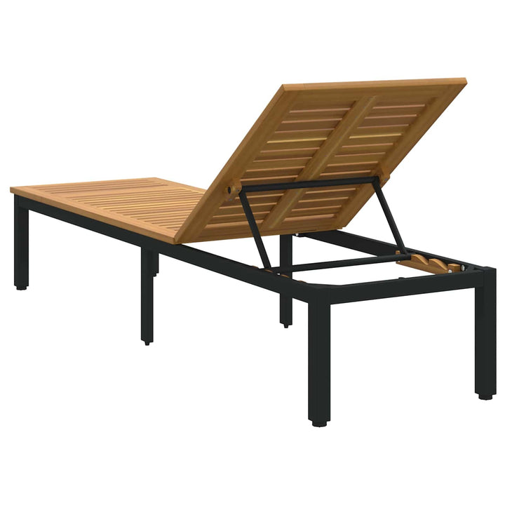Liggestol Sort 200 x 55 x 35 cm Massivt Akacietræ