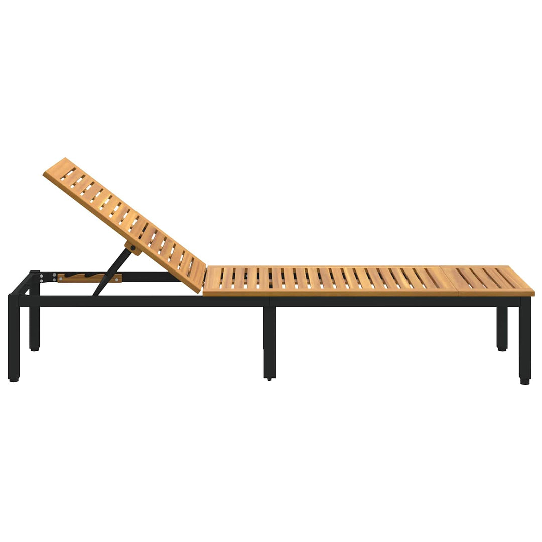 Liggestol Sort 200 x 55 x 35 cm Massivt Akacietræ