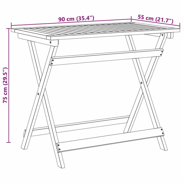 Havemøbel Bord Brun 90 x 55 x 75 cm Massivt Akacietræ