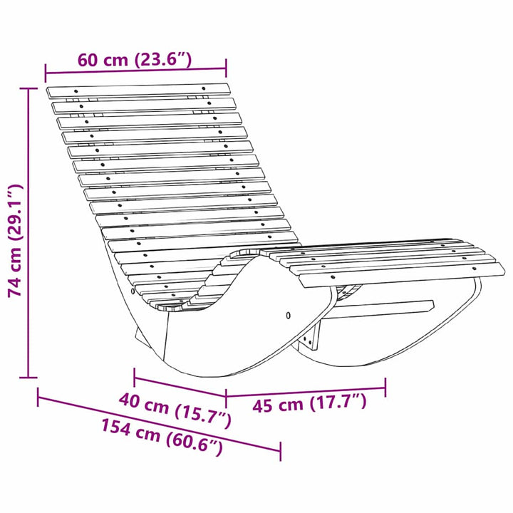 Lounger 2-person 2 pcs Brun 154 x 60 x 74 cm Massivt Akacietræ