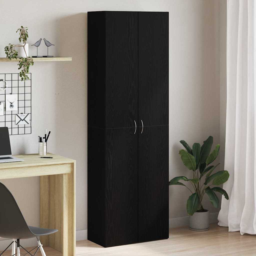 Kontorskab med hylde Sort eg 60 x 32 x 190 cm Konstrueret træ