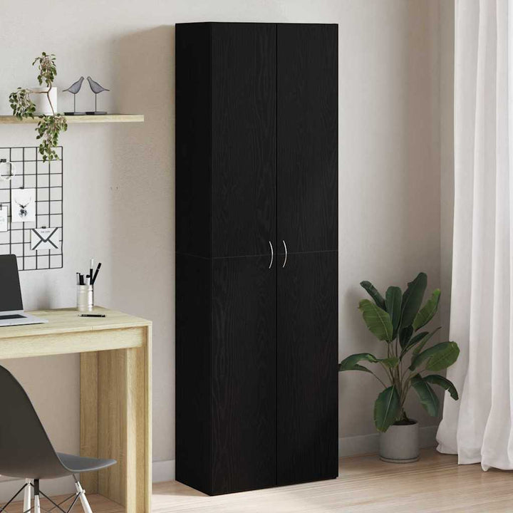 Kontorskab med hylde Sort eg 60 x 32 x 190 cm Konstrueret træ