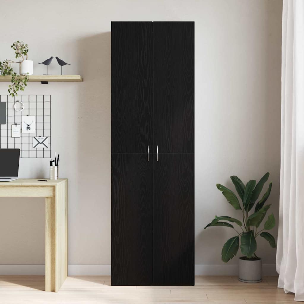 Kontorskab med hylde Sort eg 60 x 32 x 190 cm Konstrueret træ