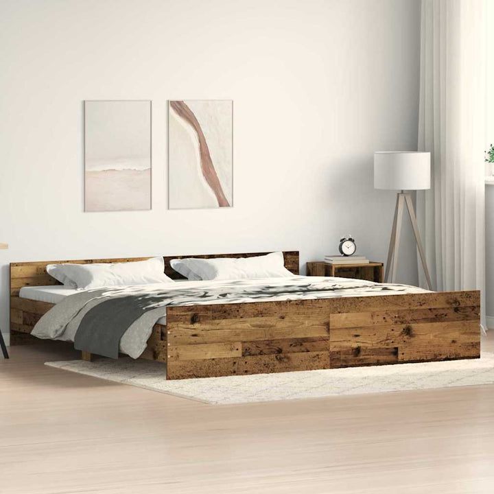 Sengestel Gammelt træ 203 x 203 x 50 cm Konstrueret træ