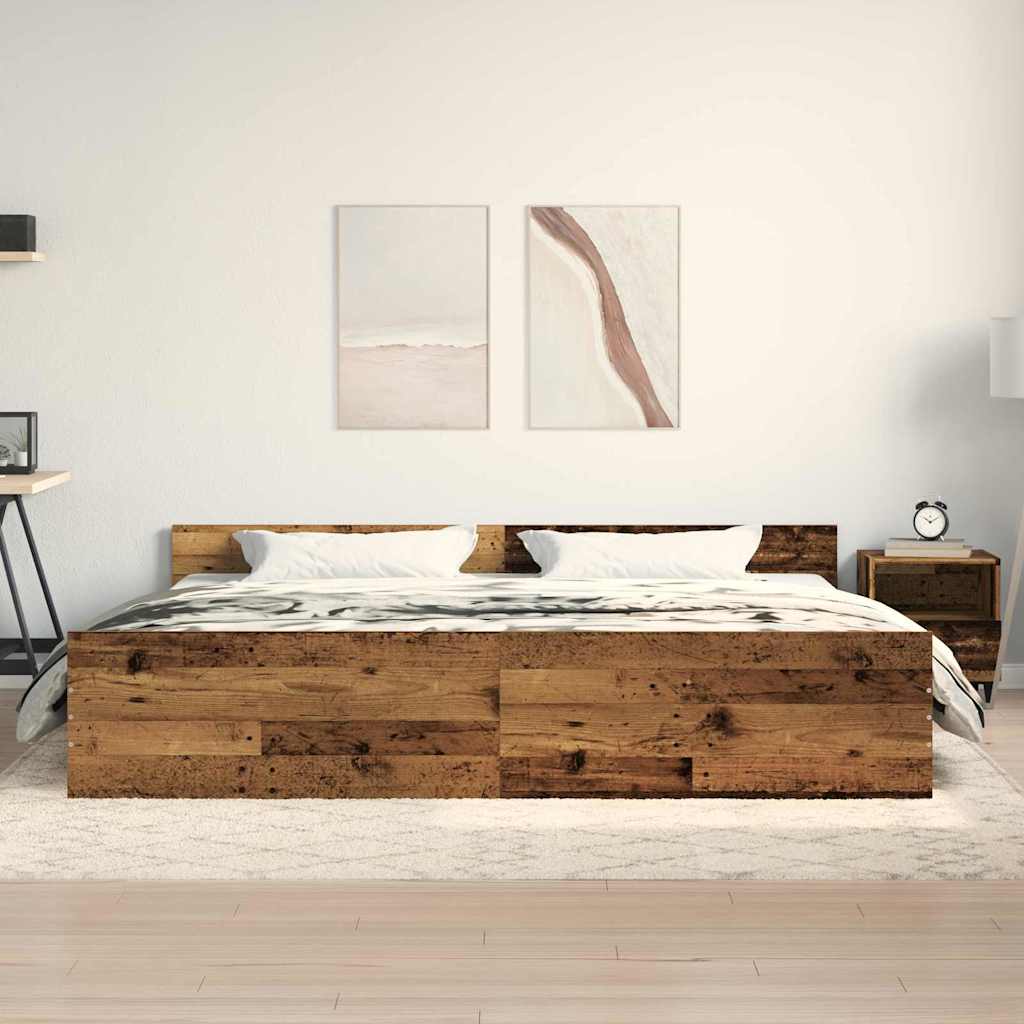 Sengestel Gammelt træ 203 x 203 x 50 cm Konstrueret træ
