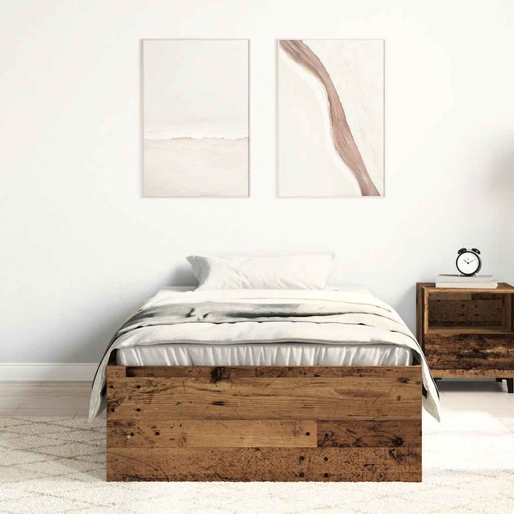 sengeramme uden madras 75x190 cm konstrueret træ antikt træ
