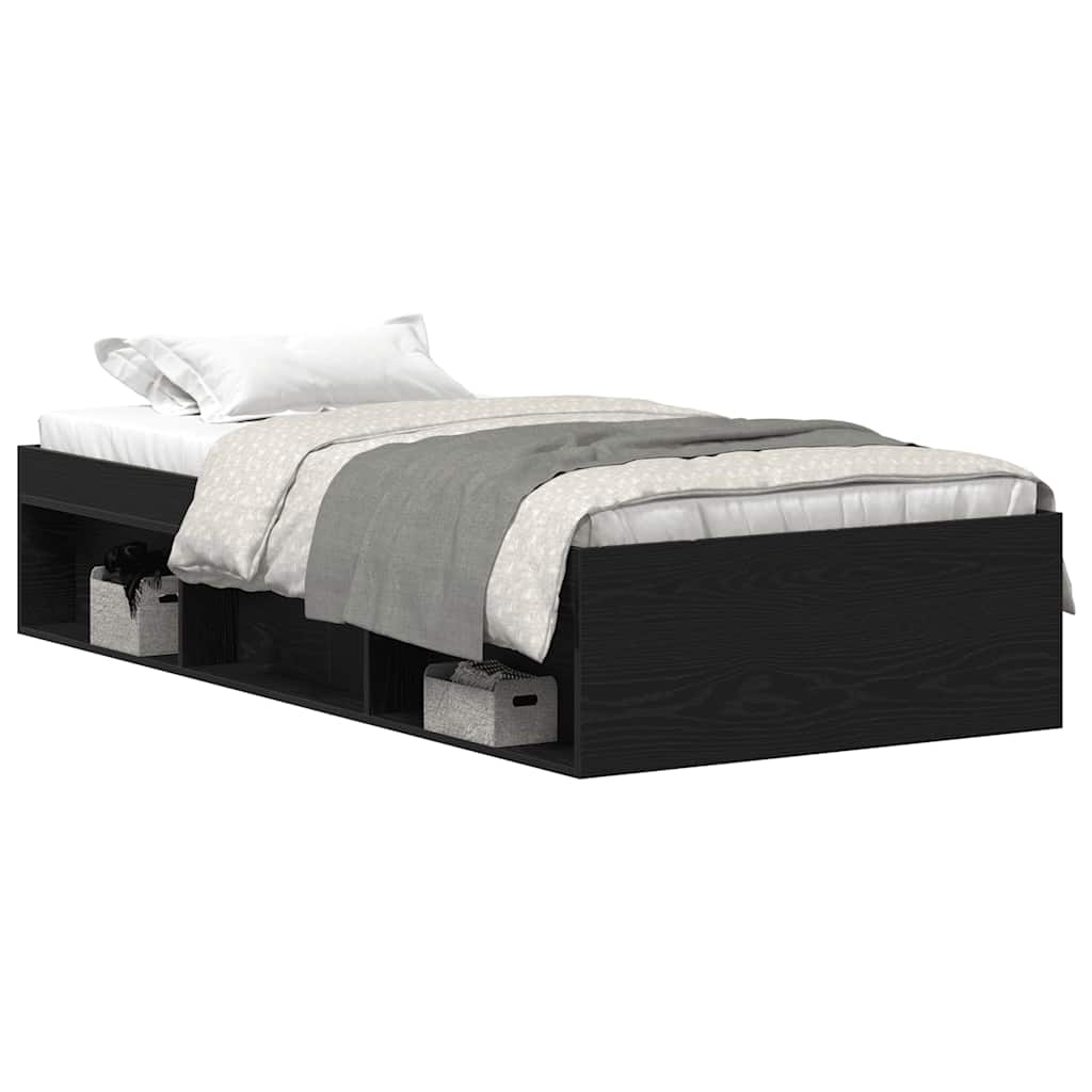 sengeramme 75x190 cm uden madras konstrueret træ sort eg
