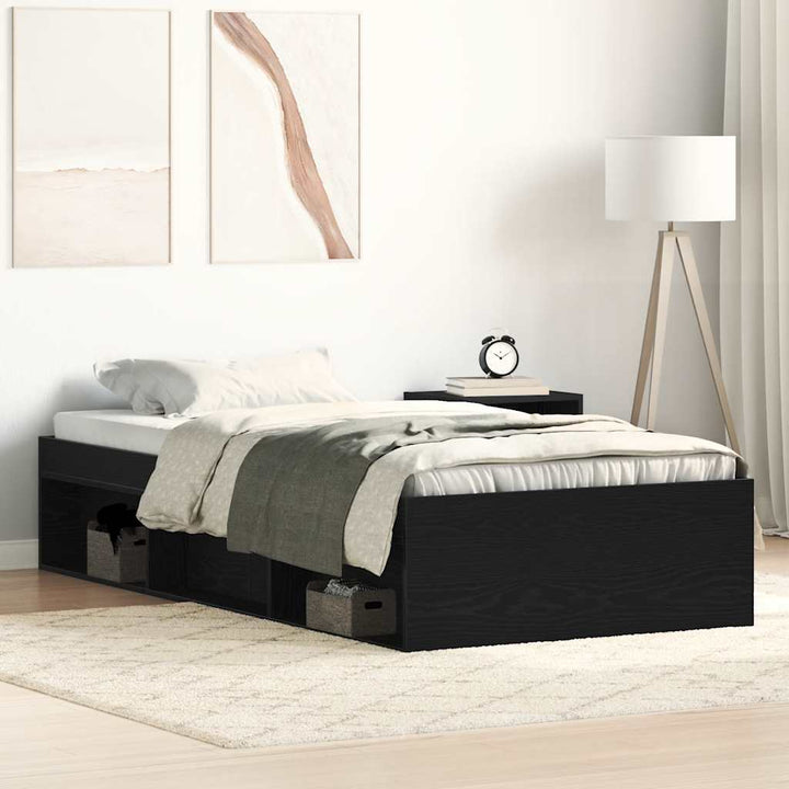 sengeramme 75x190 cm uden madras konstrueret træ sort eg