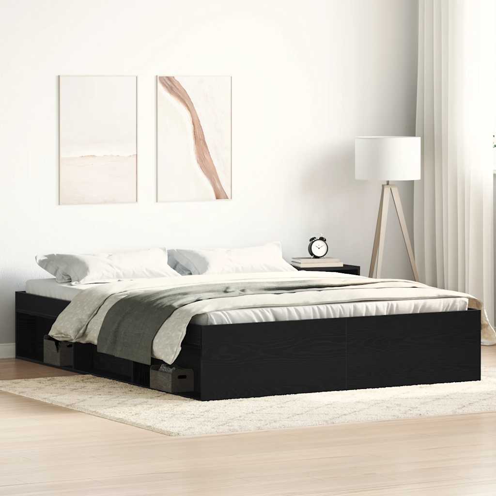 sengestel uden madras 150x200 cm konstrueret træ sort eg