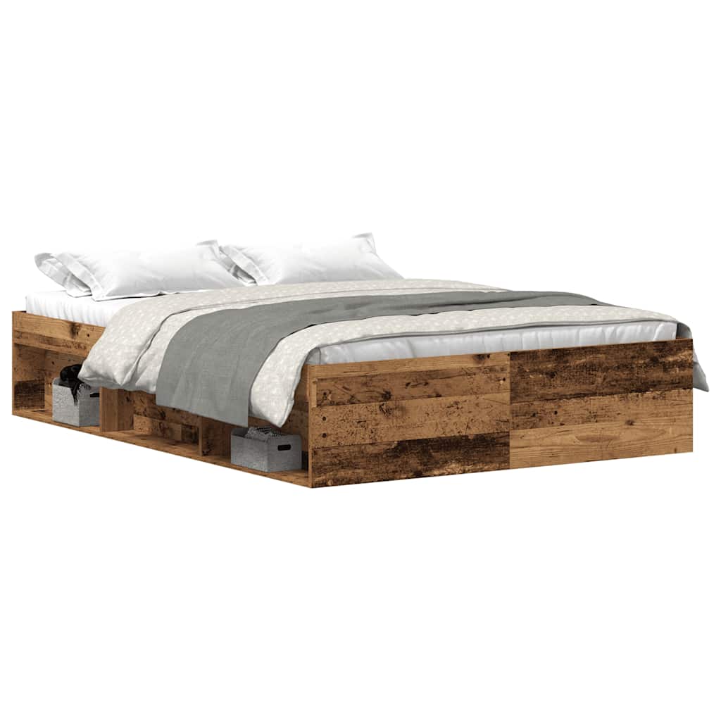 sengestel uden madras 135x190cm konstrueret træ antikt træ