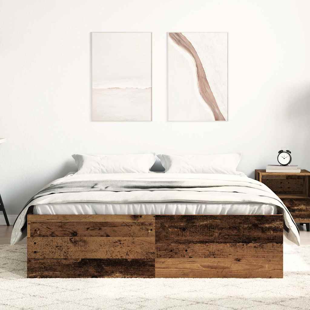 sengestel uden madras 135x190cm konstrueret træ antikt træ