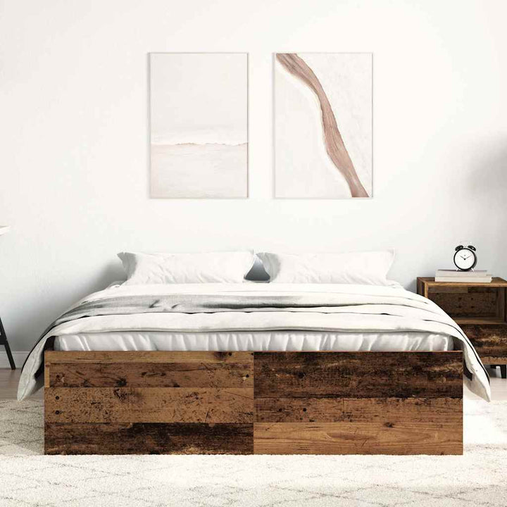 sengestel uden madras 135x190cm konstrueret træ antikt træ