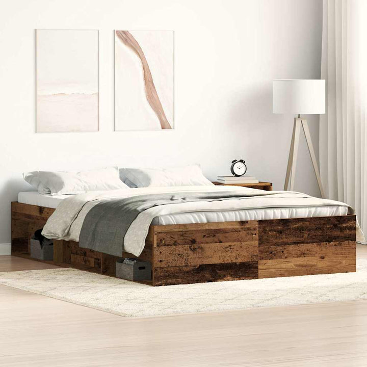 sengestel uden madras 135x190cm konstrueret træ antikt træ