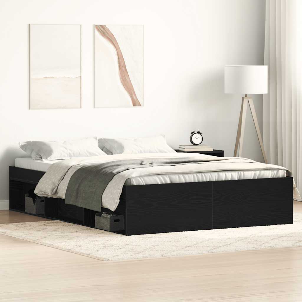 sengestel uden madras 135x190 cm konstrueret træ sort eg