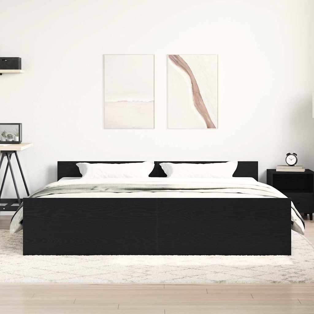 sengestel uden madras sort egetræ 180x200 cm konstrueret træ
