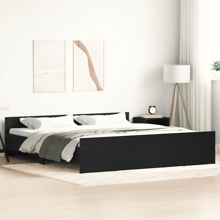 sengestel uden madras sort egetræ 180x200 cm konstrueret træ