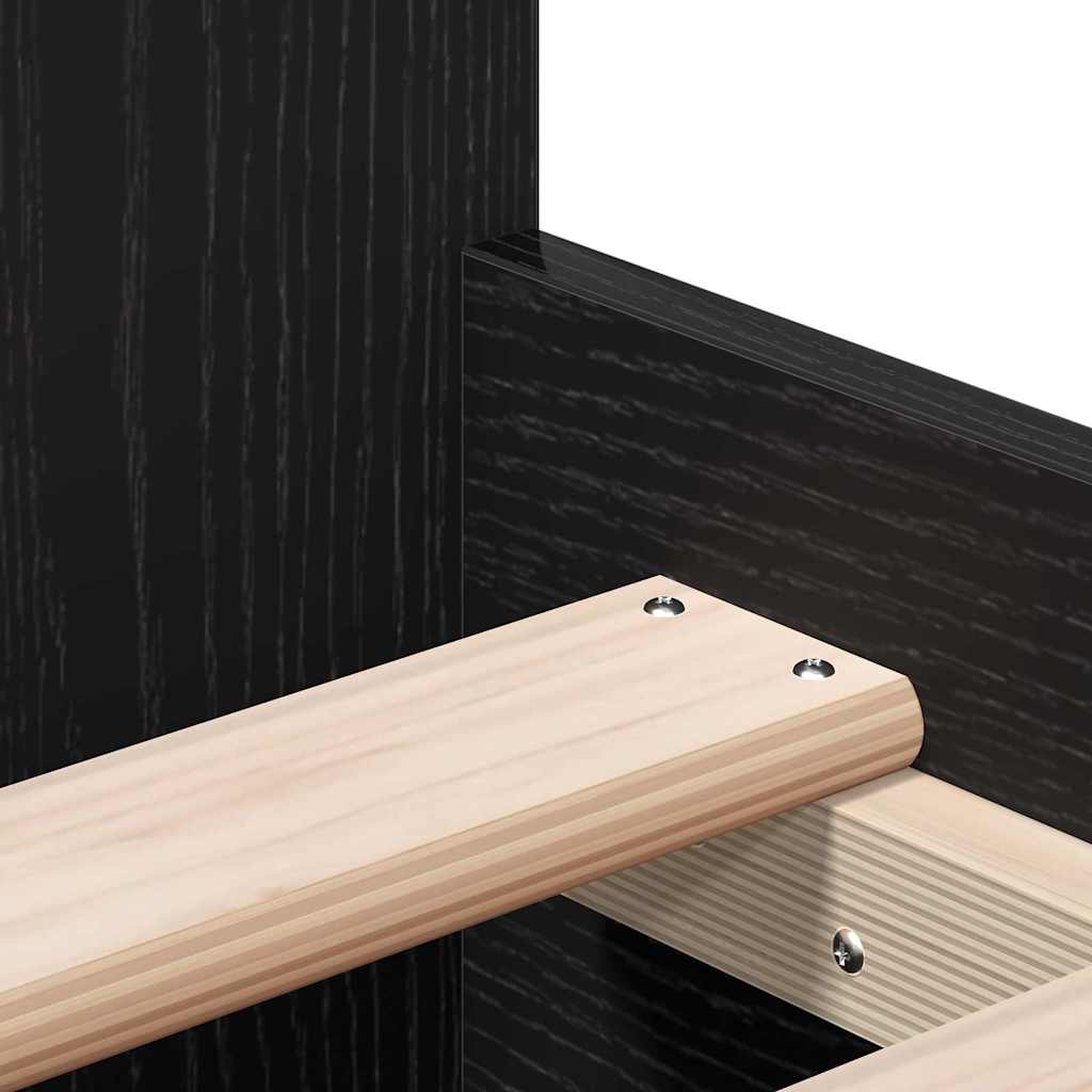 Sengestel med skuffe Sort eg 193 x 93 x 50 cm Konstrueret træ