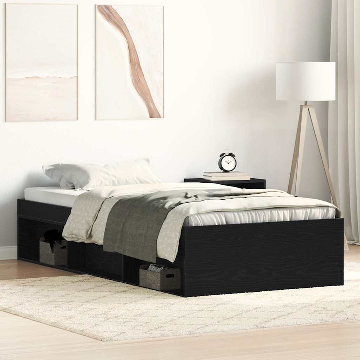 sengeramme 100x200 cm uden madras konstrueret træ sort eg
