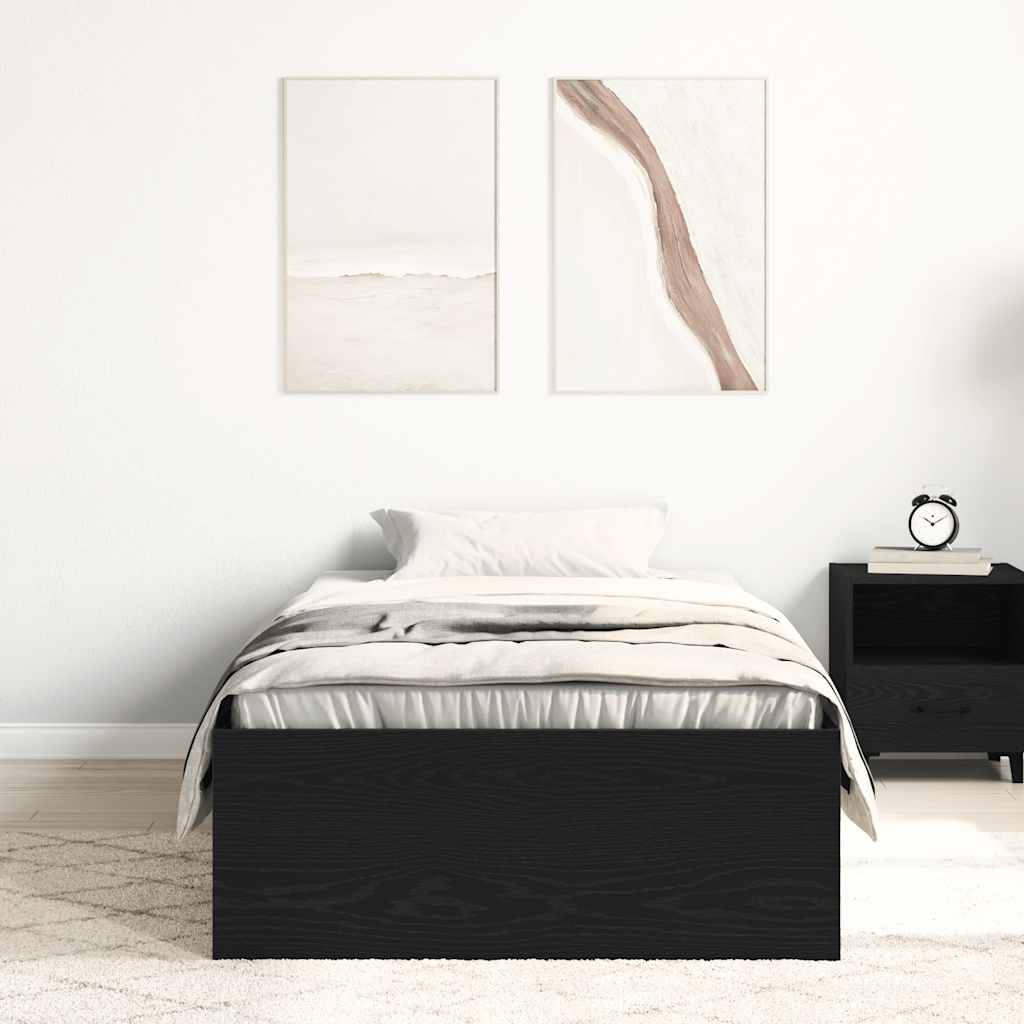 sengeramme 90x190 cm uden madras konstrueret træ sort eg