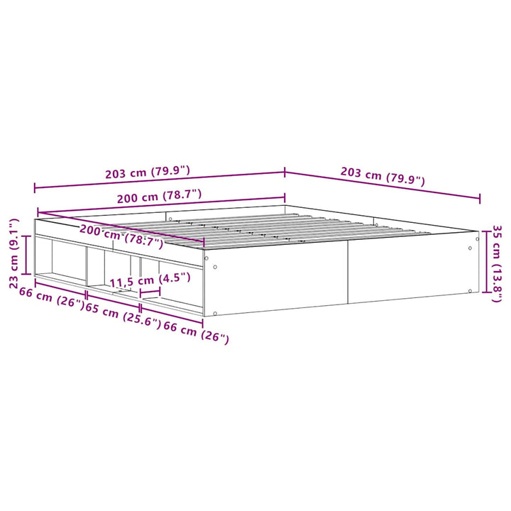 sengestel uden madras 200x200 cm konstrueret træ sort eg