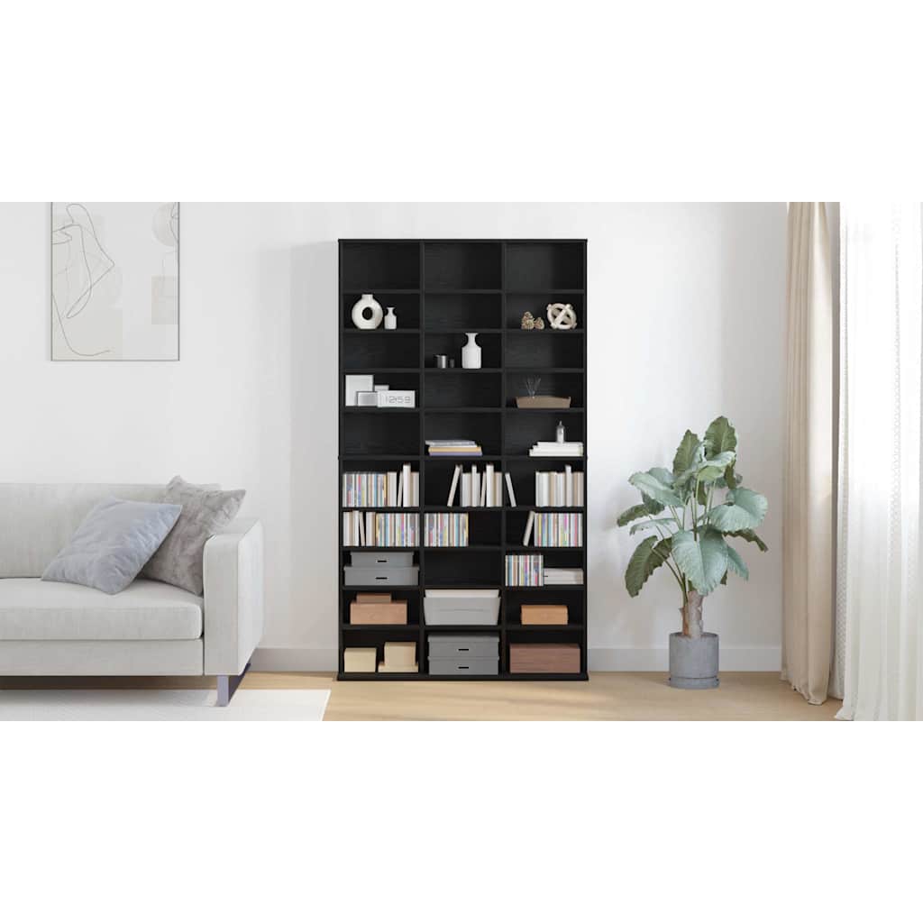CD Skab med hylde Sort eg 101 x 23 x 177,5 cm Konstrueret træ