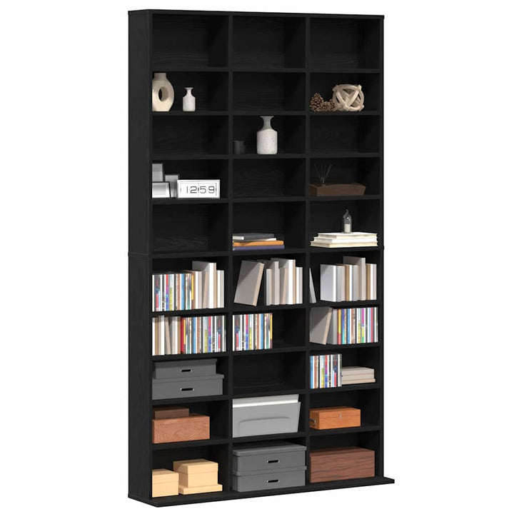 CD Skab Sort eg 101 x 23 x 177,5 cm Konstrueret træ