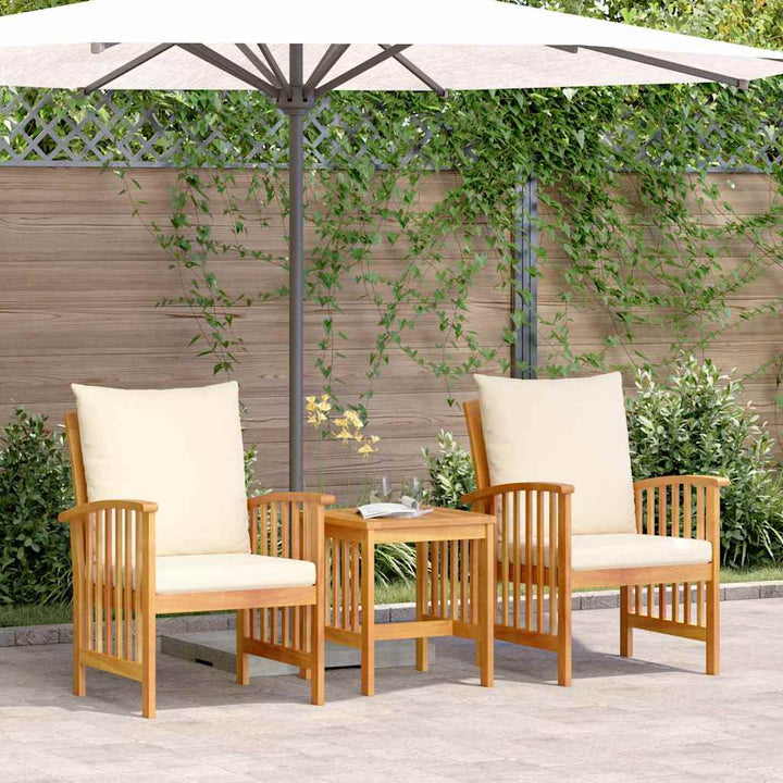 Havesofa Sæt med pude 3 pcs Olie Naturlig Massivt Akacietræ