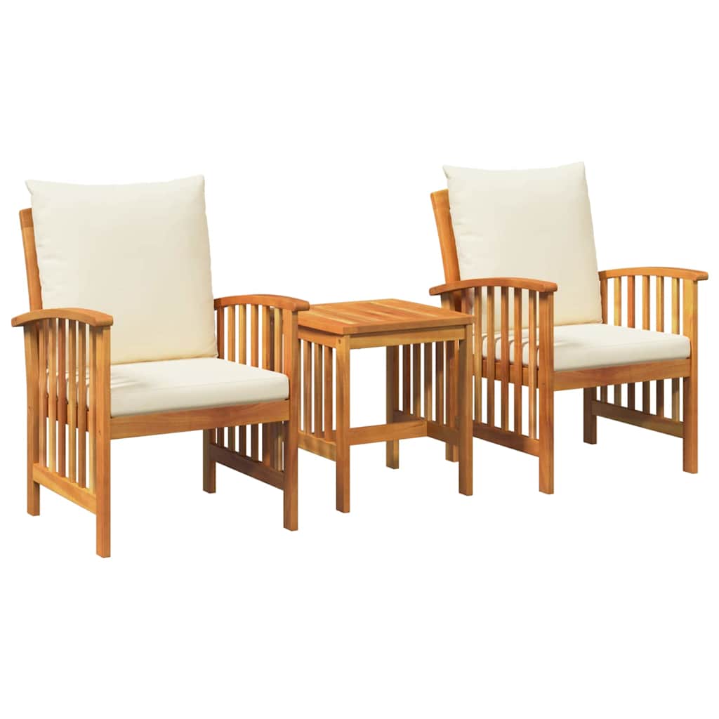 Havesofa Sæt med pude 3 pcs Olie Naturlig Massivt Akacietræ