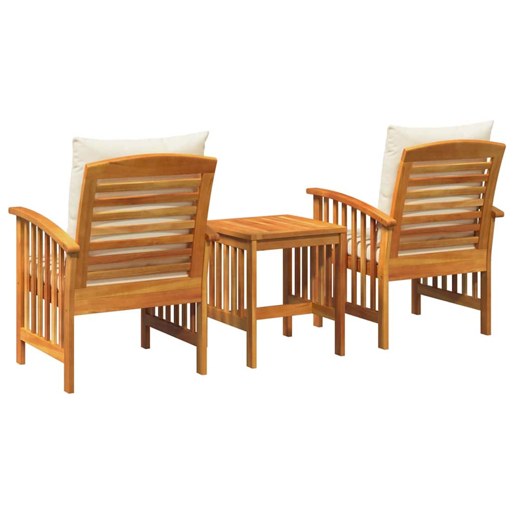 Havesofa Sæt med pude 3 pcs Olie Naturlig Massivt Akacietræ