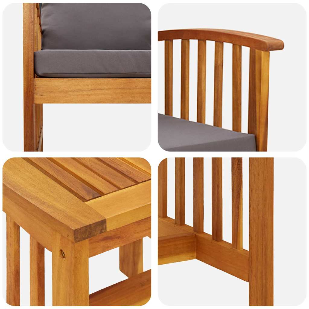 Havesofa Sæt med pude 3 pcs Olie Naturlig Massivt Akacietræ