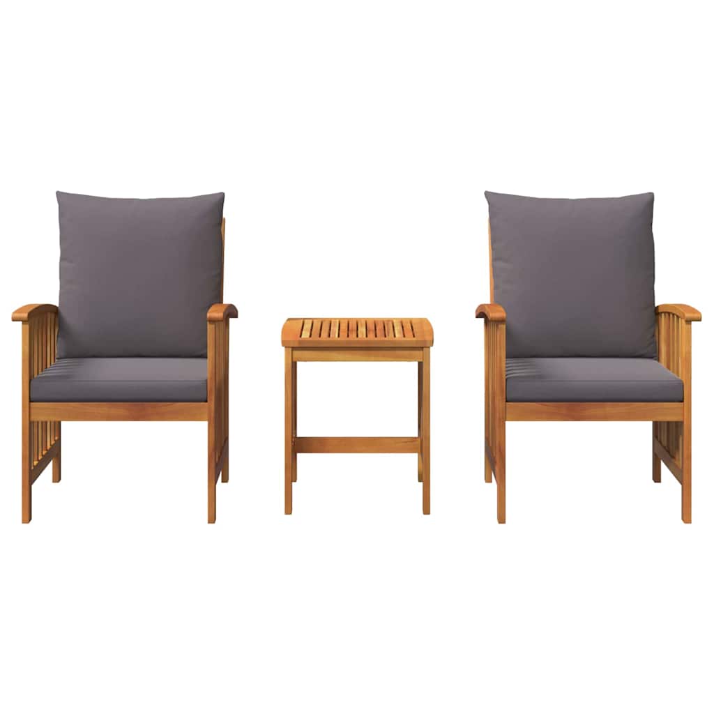 Havesofa Sæt med pude 3 pcs Olie Naturlig Massivt Akacietræ