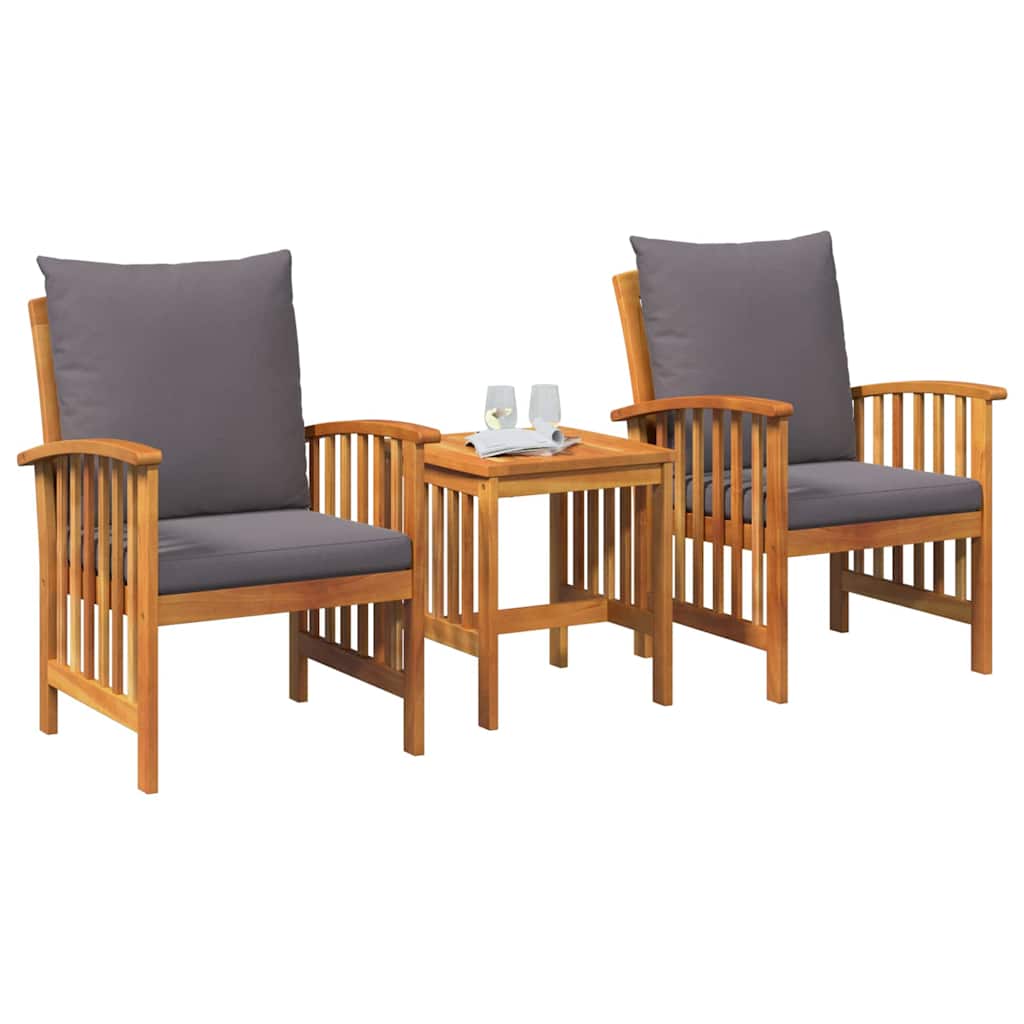 Havesofa Sæt med pude 3 pcs Olie Naturlig Massivt Akacietræ