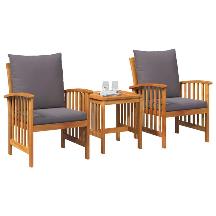 Havesofa Sæt med pude 3 pcs Olie Naturlig Massivt Akacietræ