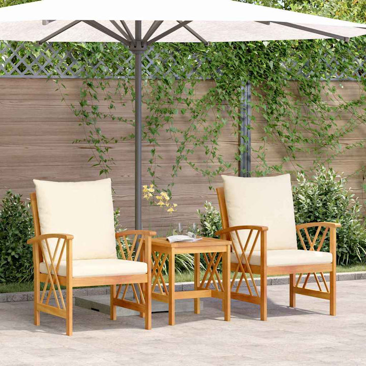 Havesofa Sæt med pude 3 pcs Olie Naturlig Massivt Akacietræ