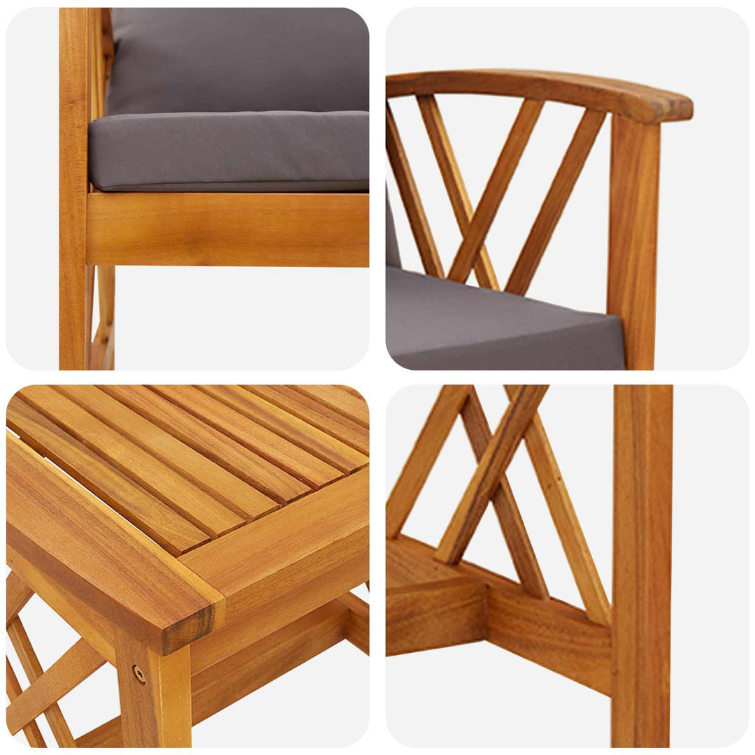 Havesofa Sæt med pude 3 pcs Olie Naturlig Massivt Akacietræ