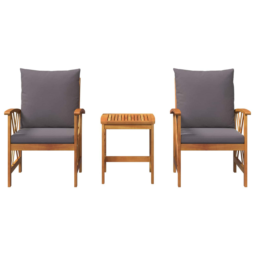 Havesofa Sæt med pude 3 pcs Olie Naturlig Massivt Akacietræ