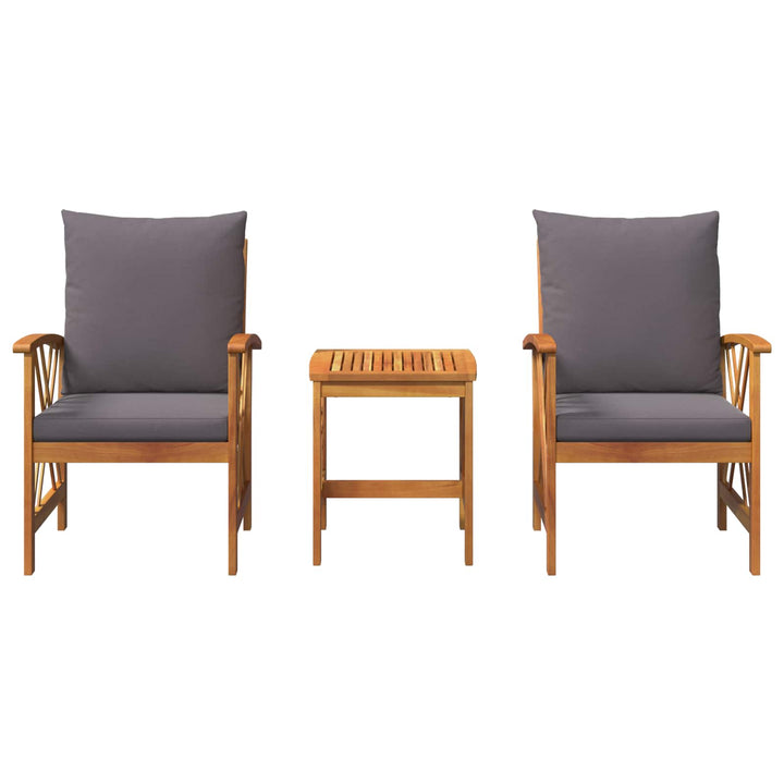 Havesofa Sæt med pude 3 pcs Olie Naturlig Massivt Akacietræ