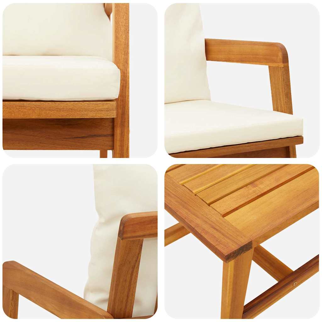 Bistrosæt med pude 3 pcs Brun Massivt Akacietræ